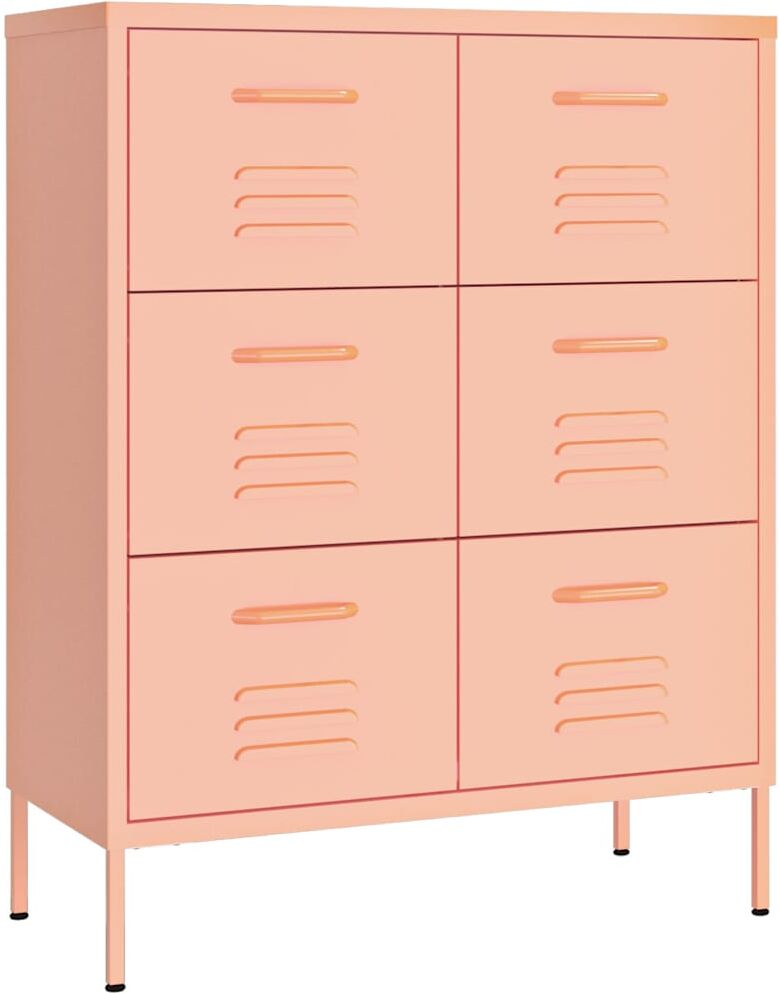 vidaXL Armoire à tiroirs Rose 80x35x101,5 cm Acier