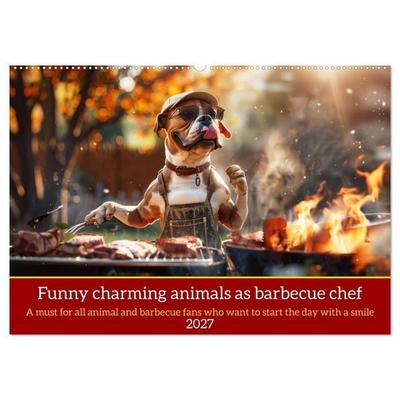 Funny charming animals as barbecue chef (Wall Calendar 2027 DIN A2 landscape), CALVENDO 12 Month Wall Calendar