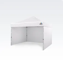 Faltpavillon 3x3m - mit 3 Wänden - Weiß
