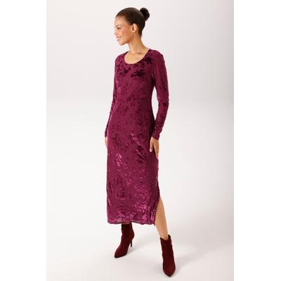 Maxikleid ANISTON CASUAL, Damen, Gr. 38, N-Gr, Langarm, Samt,Netz, lila (bordeaux), Samt;Netz, Obermaterial: 45% Polyester, 40% Polyamid, 15% Elasthan. Futter: 100% Polyester, leicht glänzend, unifarben, figurbetont knöchelfrei, Rundhals, Kleider...