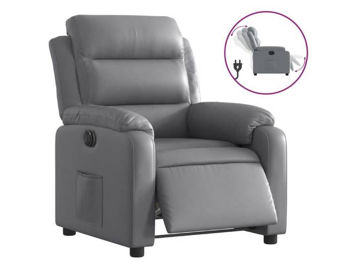 NEUF 2026  CHIC Fauteuil/Chaise inclinable SWEETY Moteur électrique Gris Similicuir 75x92.5x100 cm FF2911