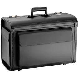 D&N Business & Travel, Pilotenkoffer aus PU-Leder, Koffer, Schwarz