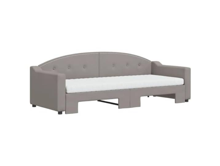 KTHLBRH Ausziehbares Schlafsofa Taupe 80 x 200 cm mit 2 Matratzen Stoff aus 100 % Polyester, Struktur aus Holz und Metall, Design mit Latten, für Wohnzimmer und Schlafzimmer