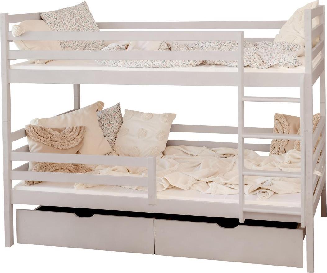 MIRJAN24 Etagenbett mit Stauraum Nemo, Jugendbett mit Bettschubladen, Stilvoll Hochbett, Holzkonstruktion (Farbe: Cashmere, Größe: 80x180)