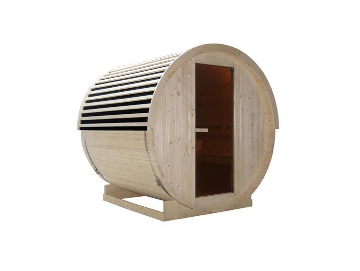 Sauna Nyborg, Naturfarben, Holz, Glas, Fichte, 204.9x194.9x194.2 cm, Freizeit & Co, Wellness & Gesundheit, Sauna