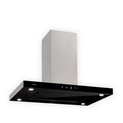 Klarstein Valeria Inselabzugshaube 90cm 642m3/h Abluft Touch LED Glas Edelstahl Schwarz
