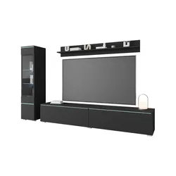 Wohnwand  Vera , schwarz , Maße (cm): B: 210 H: 130