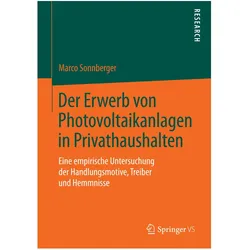 Der Erwerb von Photovoltaikanlagen in Privathaushalten, Fachbücher von Marco Sonnberger