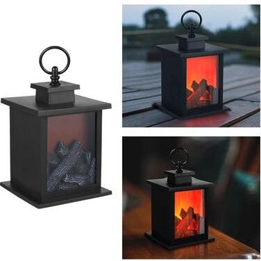 Uplift Essentials LED Fireplace Flame Effect Table Lamp With Charcoal Style Glow For Home Decor And Camping s