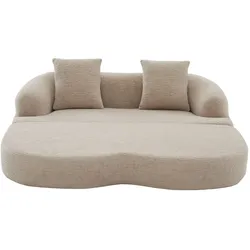 MODFU 2-Sitzer-Schlafsofa aus Chenille in Khaki, klappbar