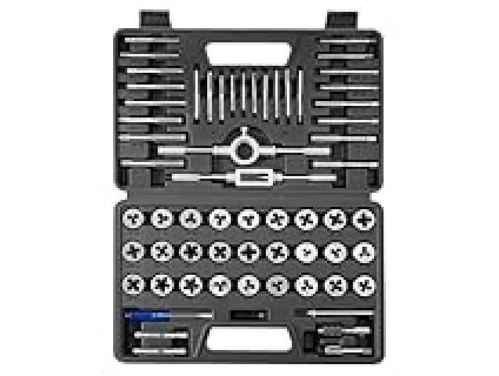 VEVOR Coffret de Tarauds et Filières, 60 Pcs, Kit de Taraudage et Filetage Métriques M3 à M12 et Tailles SAE, Filetage à Pas Gros et Fin, Tourne-à-gauche, Mallette de Rangement et Accessoires Complets