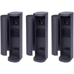 3x Steckdosenturm 2-fach außen Anthrazit rund mit Blende IP44 Steckdose Aussen Gartensteckdose Outdoor Steckdosesäule Garten Steckdosenturm