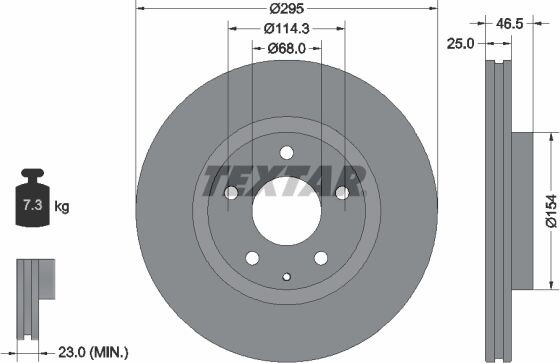 Textar Bremsscheibe Pro 92326203 295mm 25mm Für Mazda