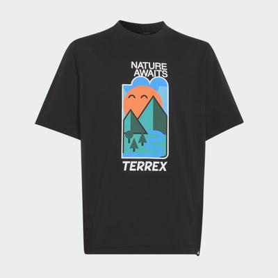 Funktionsshirt ADIDAS TERREX "KIDS XPLORIC GRAPHIC TECH", Mädchen, Gr. 128, schwarz, Obermaterial: 100% Polyester, Rundhals, Shirts Funktionsshirt, mit climacool Technologie, Kurzarm, ohne Verschluss, für Kinder
