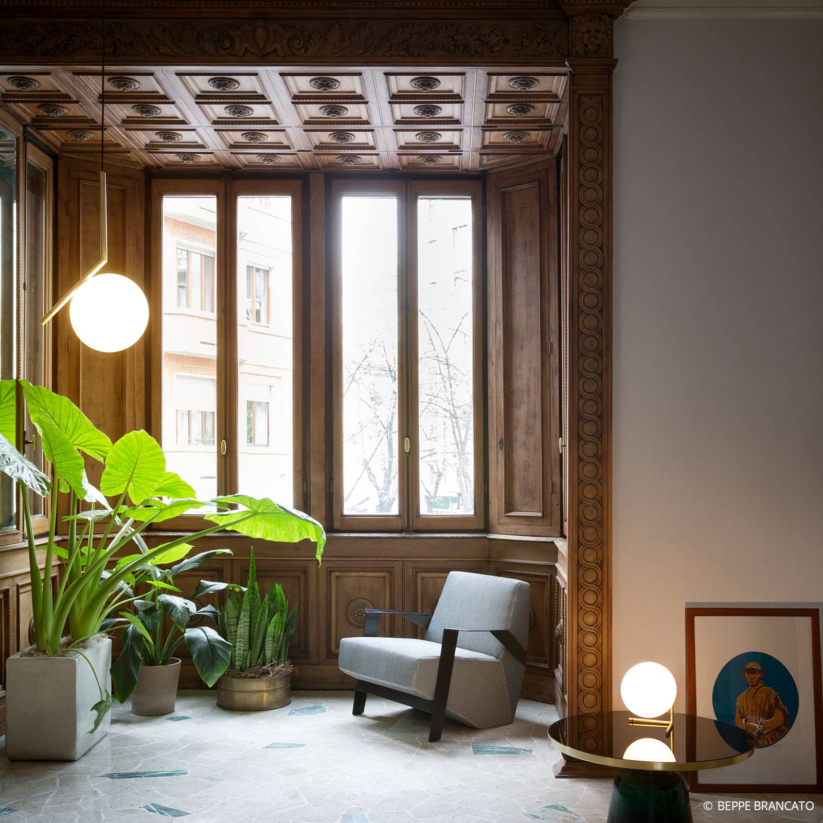 FLOS Designer Pendant Light IC S2, dimmable, Brass / gold, Living / Dining Room, Brass, Design, Ceiling Light