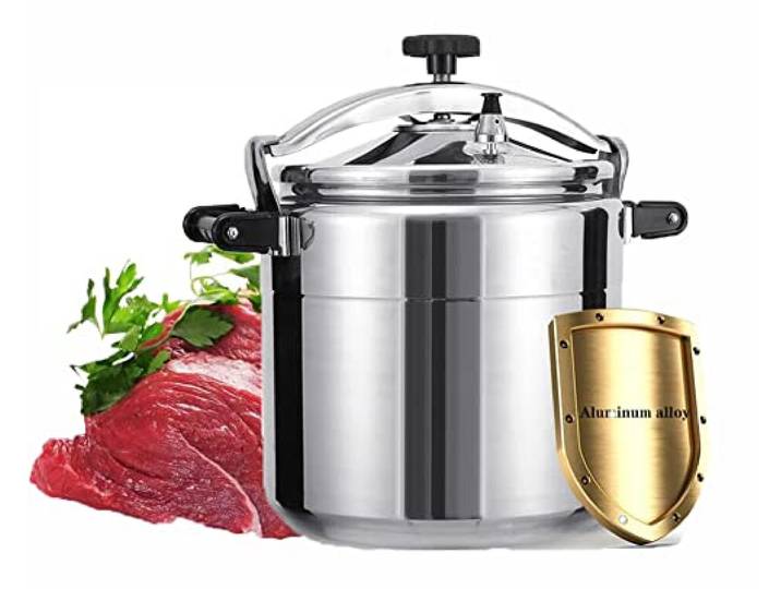 45-Liter-Hochleistungs-Aluminium-Schnellkochtopf,Multifunktions-Gewerbe-Hotelküche gewerbliche sehr große Druckdosen Sicherer Explosionsschutz Isoliergriff Anwendbar: Gasherd/Offene Flamme