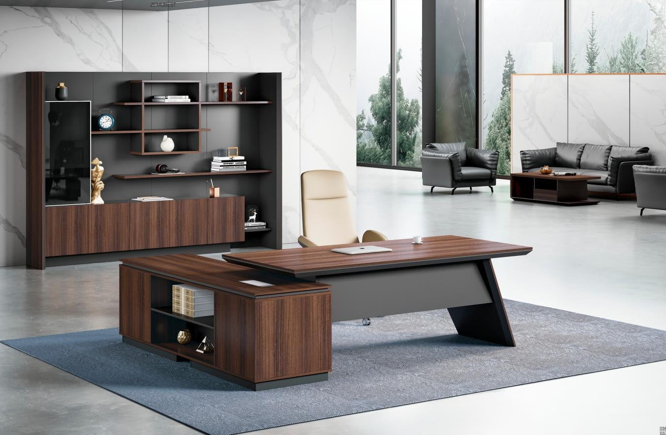 Exklusive Bürmöbel Designer hoekbureau set met 2-delige ladekast