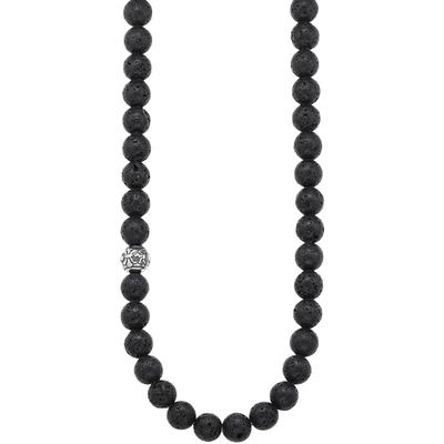 Edelstahlkette BRUNO BANANI "Schmuck Geschenk Lavasteinkette", schwarz (edelstahlfarben, schwarz), Halsketten, Damen, Edelstahl, L: 60, Edelstahlkette, mit Lavastein