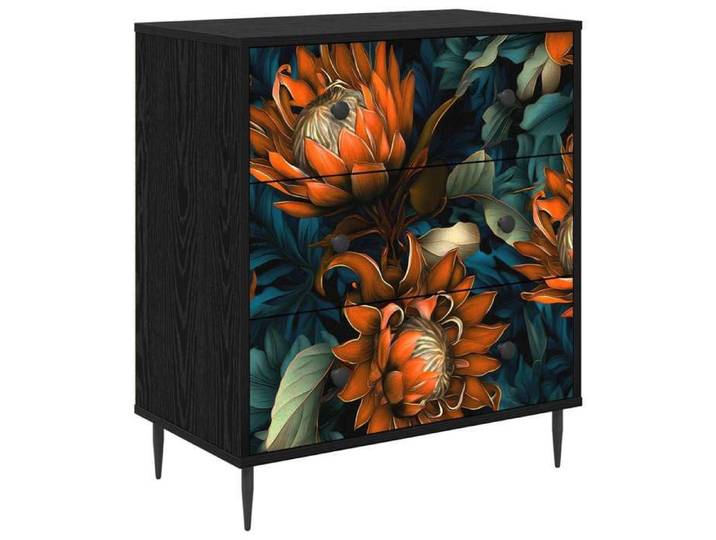 NEW Meuble stockage - vidaxL - Commode LOCHEM Impression orange 66x36 5x76 cm Chêne noir - facile à nettoyer 20988