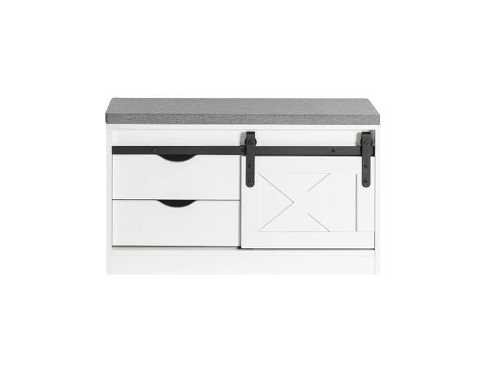 Banc d'entrée 2 tiroirs effet bois blanc