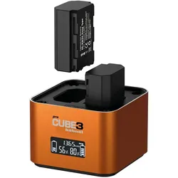 Hähnel ProCube 3 Twin (Kamera Akku Ladegerät), Kamera Stromversorgung, Orange, Schwarz