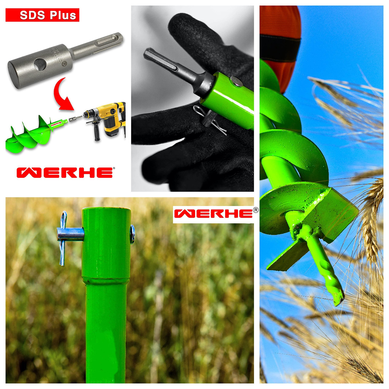 Bodemboor met SDS Plus-aansluiting, 100 mm diameter, geschikt voor tuinieren