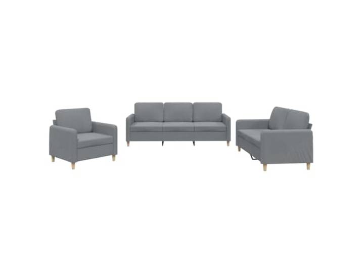 Coespram 3-tlg. Sofagarnitur mit Kissen, Couch Set Stoff Hellgrau Komplettes Polstermöbel Set für das Wohnzimmer mit Sessel, Zweisitzer und Dreisitzer Sofa für entspannte Stunden.