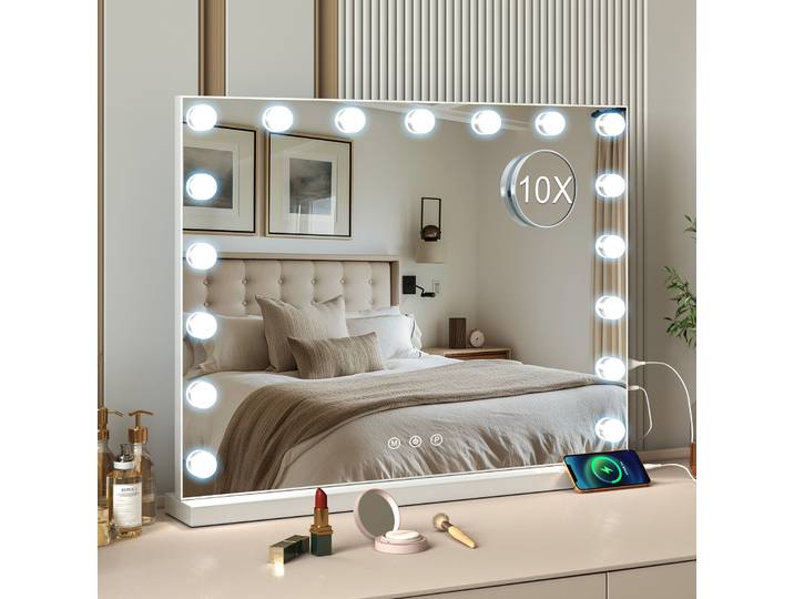 Nouveau miroir de courtoisie LED Hollywood avec lumières réglables-miroir de maquillage à cadre robuste pour coiffeuse chambre