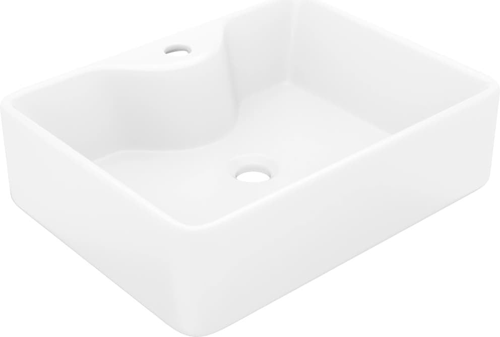 vidaXL Keramische countertop wastafel met kraangat, wit, vierkant