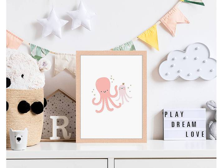 Bild Octopus Family 33 x 43cm Multicolor