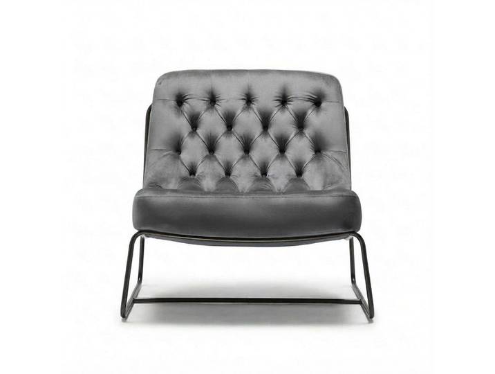 Xlmoebel Sessel Blauer Stoffsessel mit grauem Metallrahmen und modernem Design (1-St., Sessel), Made in Europa