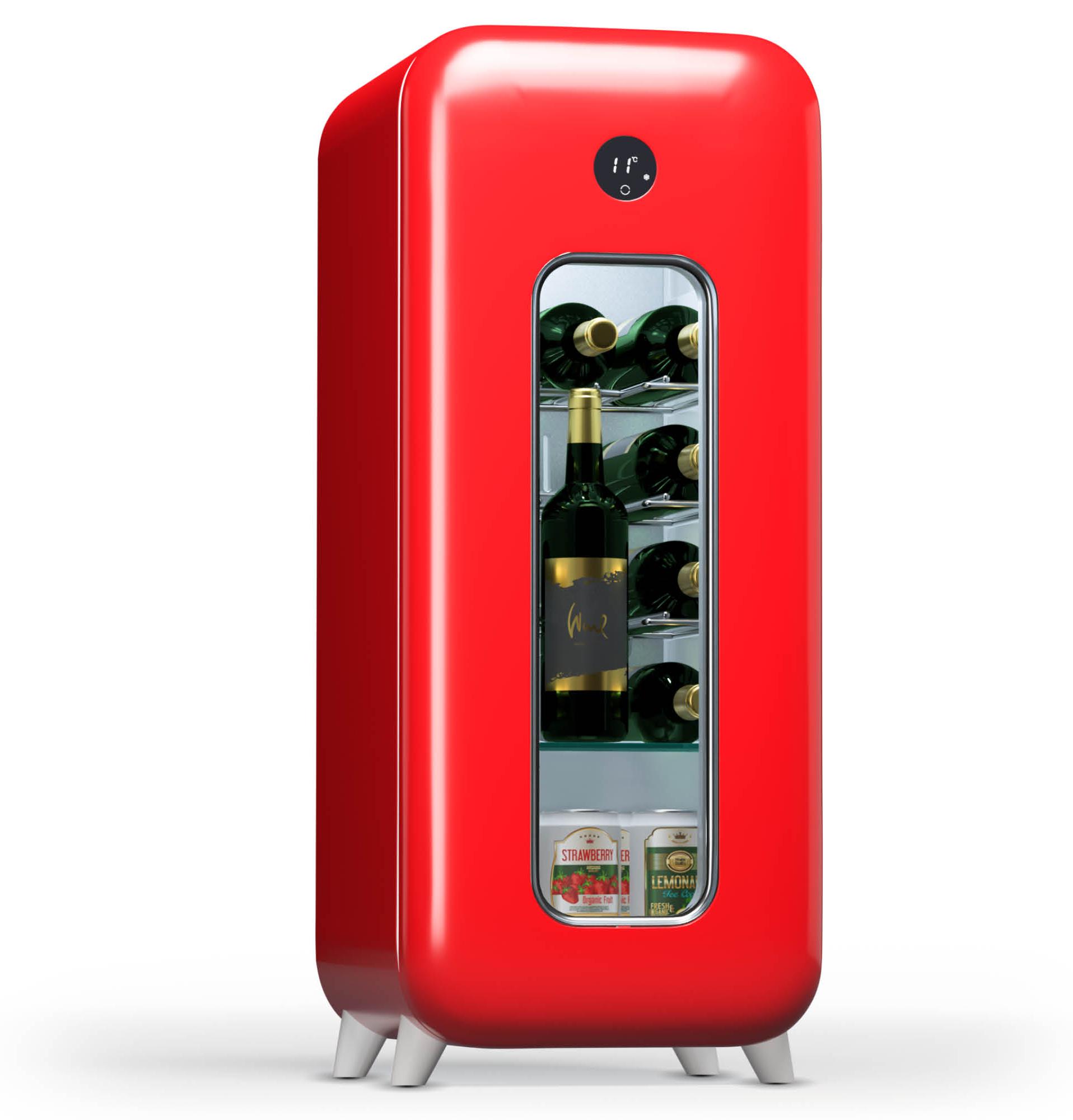 Klarstein Freistehender Weinkühlschrank 1 Zone, Getränkekühlschrank Klein, Kleiner Weinschrank, Wein-Kühlschrank Klein mit Glastür, Indoor/Outdoor Flaschenkühlschrank, Wine Fridge, 15 Flaschen