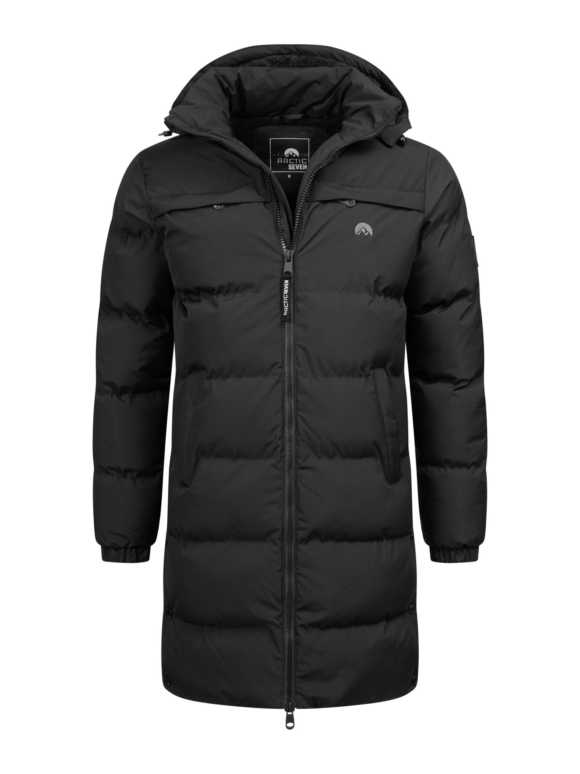 Arctic Seven Herren Winter Parka gesteppt Schwarz