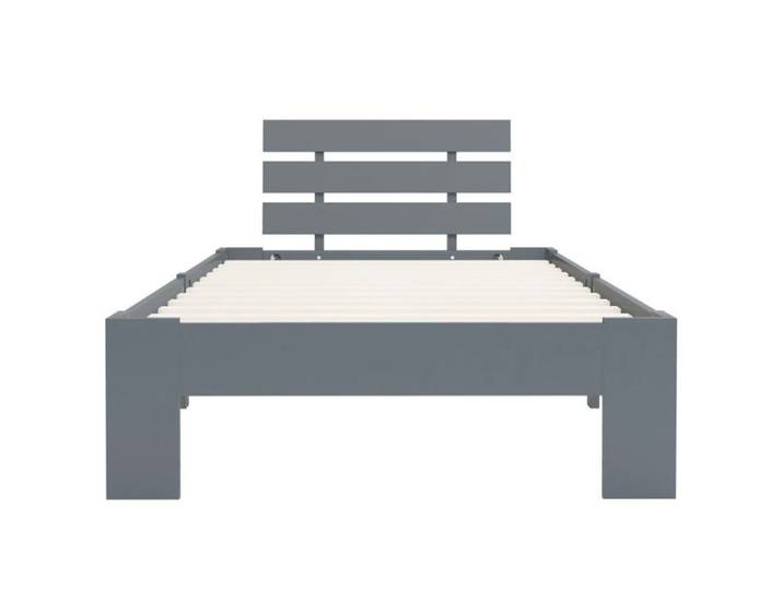 (En Promotion)Lit 1 PERSONNE 100x200cm Cadre de lit Contemporain sans matelas gris bois massif de pin 100x200cm L929832