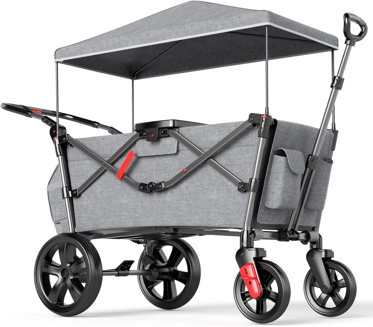 EVER ADVANCED Kinderwagen, ein Wagen für Kinder, Kinderwagen für 2 Kinder mit abnehmbarem Verdeck, mit Sitzen und 5-Punkt-Gurten, drehbar