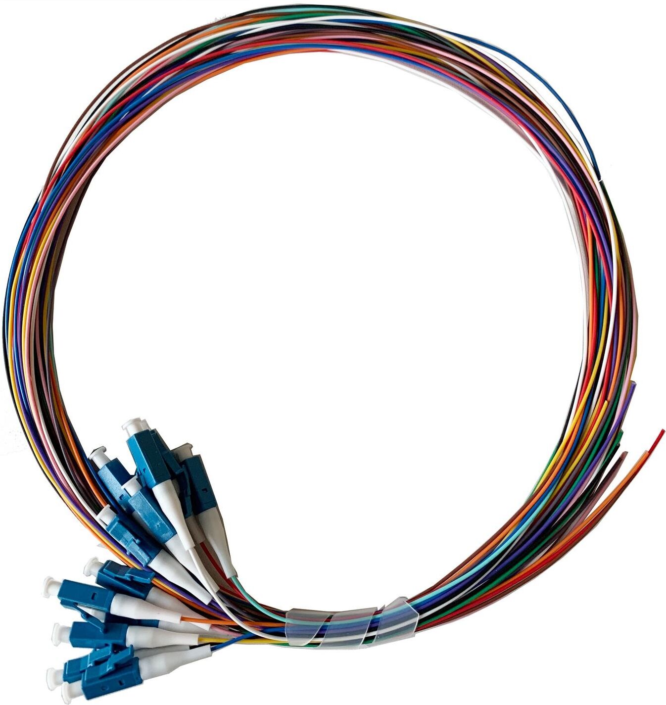 Lanview LC/UPC OS2 9/125 single-mode fibre pigtails, 12 colours, 2m (12 pack)