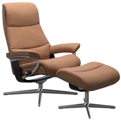 Stressless Sessel mit Hocker View Cross Leder Braun Batick Latte S (Small)