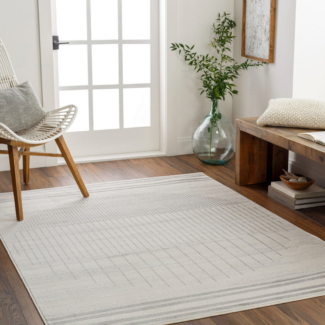 Latitude Run Amneris Geometric Area Rug Cream;Silver Cloud Rectangle 200 x 275 cm