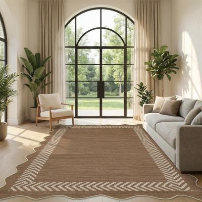 Garvee Scalloped Easy Jute Indoor Outdoor Bordered Area Rug