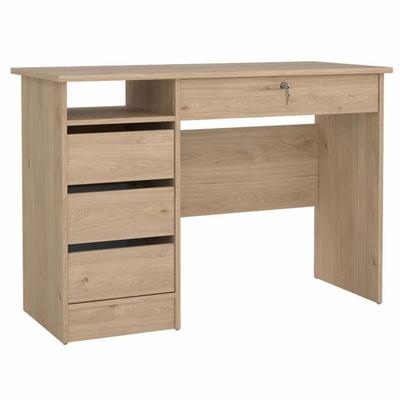 WellHome - Schreibtisch mit 4 Schubladen in der Farbe Eiche 110 x 49 x 76 cm - Júcar Oak