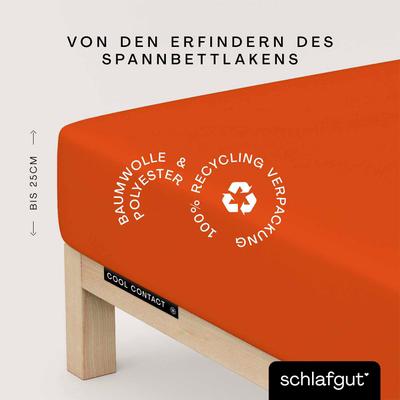 Spannbettlaken SCHLAFGUT "Cool Contact", rot (rot mid), L:200cm, Microfaser, Obermaterial: 100% Polyester, Bettlaken, Spannbettlaken, kühlendes Mikrofaser-Gewebe, Moisture Management, Rundumgummi