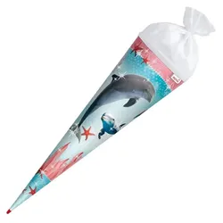 Roth Schultüte Delfin mit Seesternen, Glitter, 70 cm rund