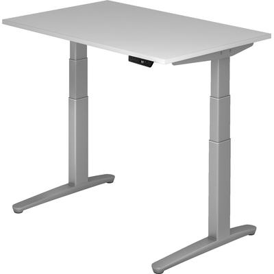 Hammerbacher Sitz-Steh-Schreibtisch elektrisch 120x80cm Grau/Silber