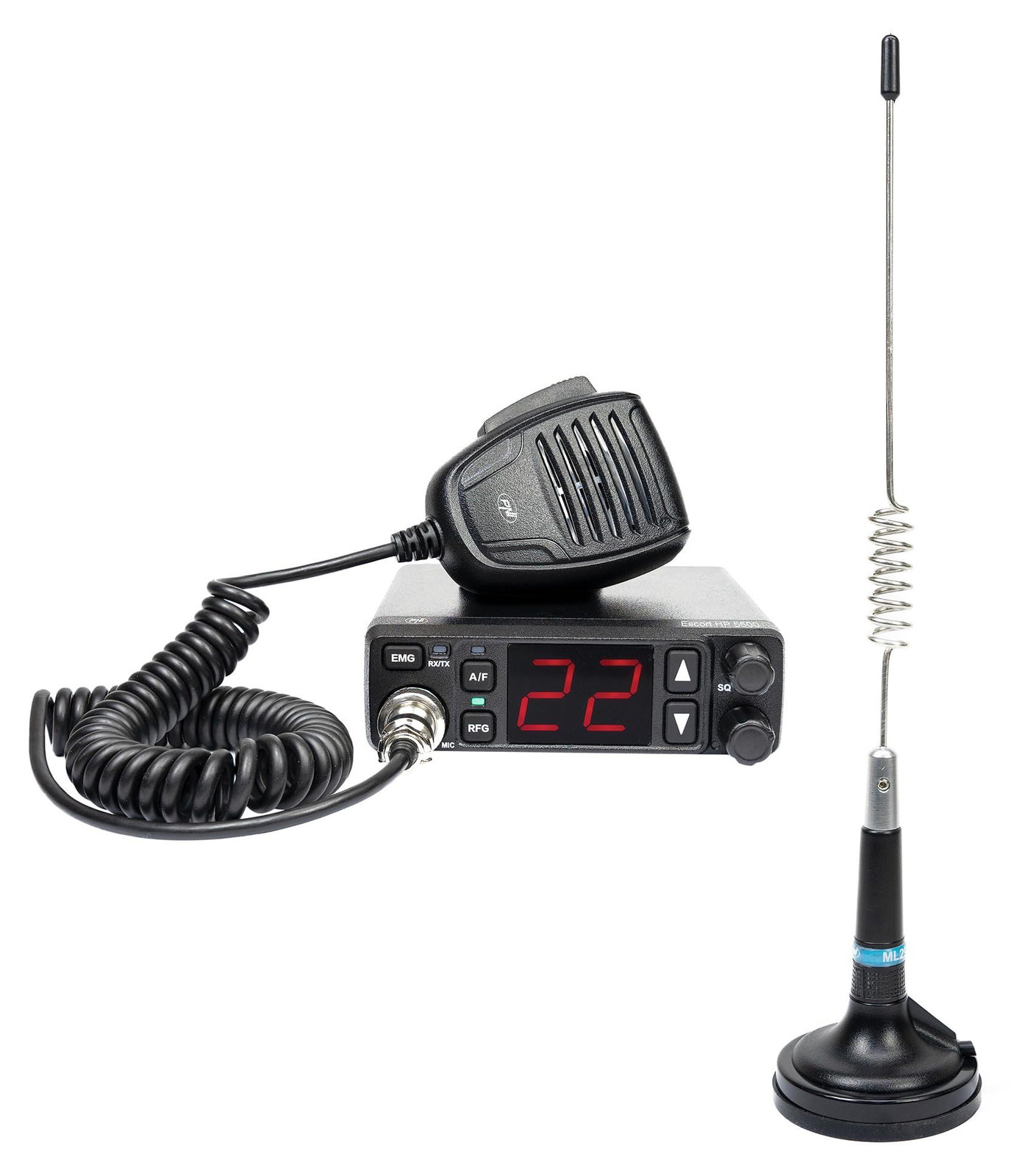 PNI Escort HP 5500 CB-radiozender met PNI ML29 CB-antenne en magnetische voet