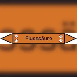 Rohrleitungskennzeichen Flusssäure - 187x26 mm Folie selbstklebend
