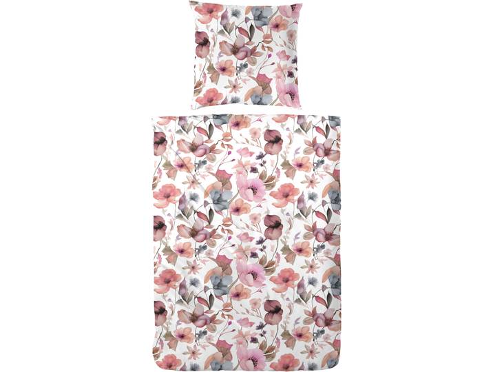 Bettwäsche PRIMERA Primera Mako-Satin-Bettwäsche Viola , rosa, B/L: 135cm x 200cm, 1 Stk., 1 Stk., Mako-Satin, B/L: 80cm x 80cm, 2 Stk., Mako-Satin, Obermaterial: 100% Baumwolle, Bettwäsche, Bettwäsche, mit einem kräftigen Blumenmuster