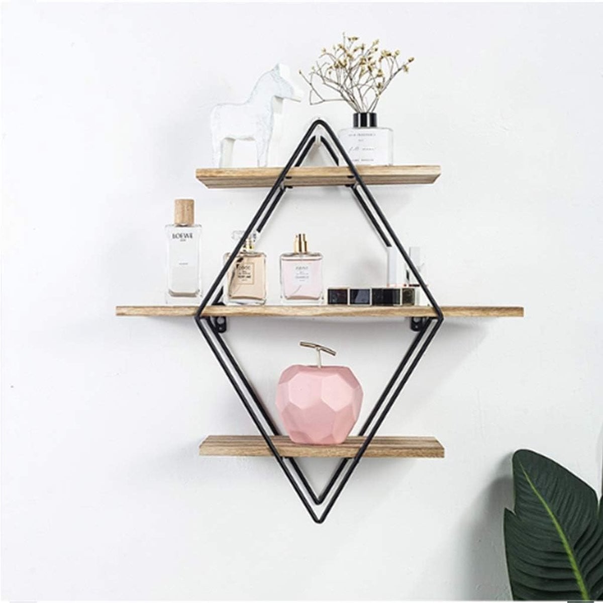 Zwart Wandrek van Massief Hout - Drijvende Plank voor Decoratie en Opslag