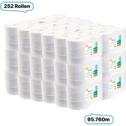 Toilettenpapierrollen JUMBO, 2-lagig, 252 Rollen, 95.760 Meter gesamt, 380m je Rolle, Recyclingpapier, CIL- les Tissue, Series G