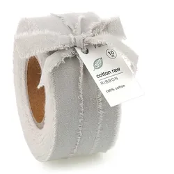 Baumwoll-Band "Cotton raw" 40mm/10 Meter grau