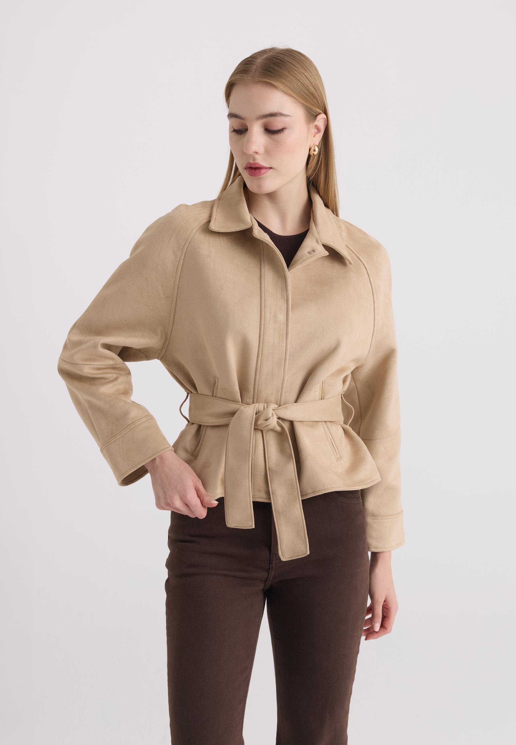 Jacke Jacke Aus Velourslederimitat